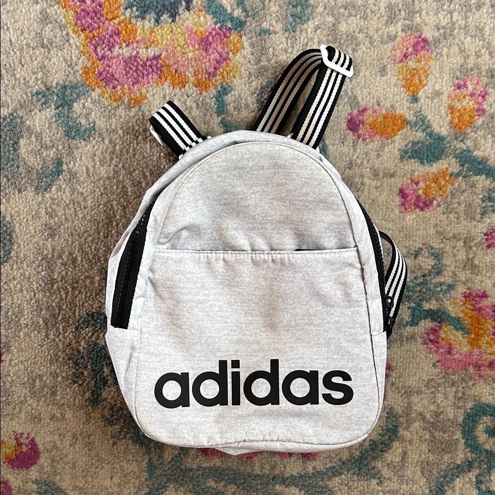 Adidas Light Gray Mini Backpack with Black Accents